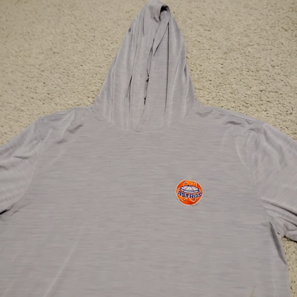 Houston Astros Hoodie Mens Large Gray Johnnie O UPF 50 Sun Lightweight Pullover